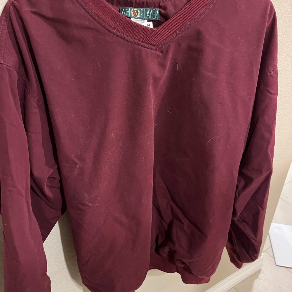 VTG AM A PLAYER Golf Maroon Pullover Windbreaker Jacket Sz Med